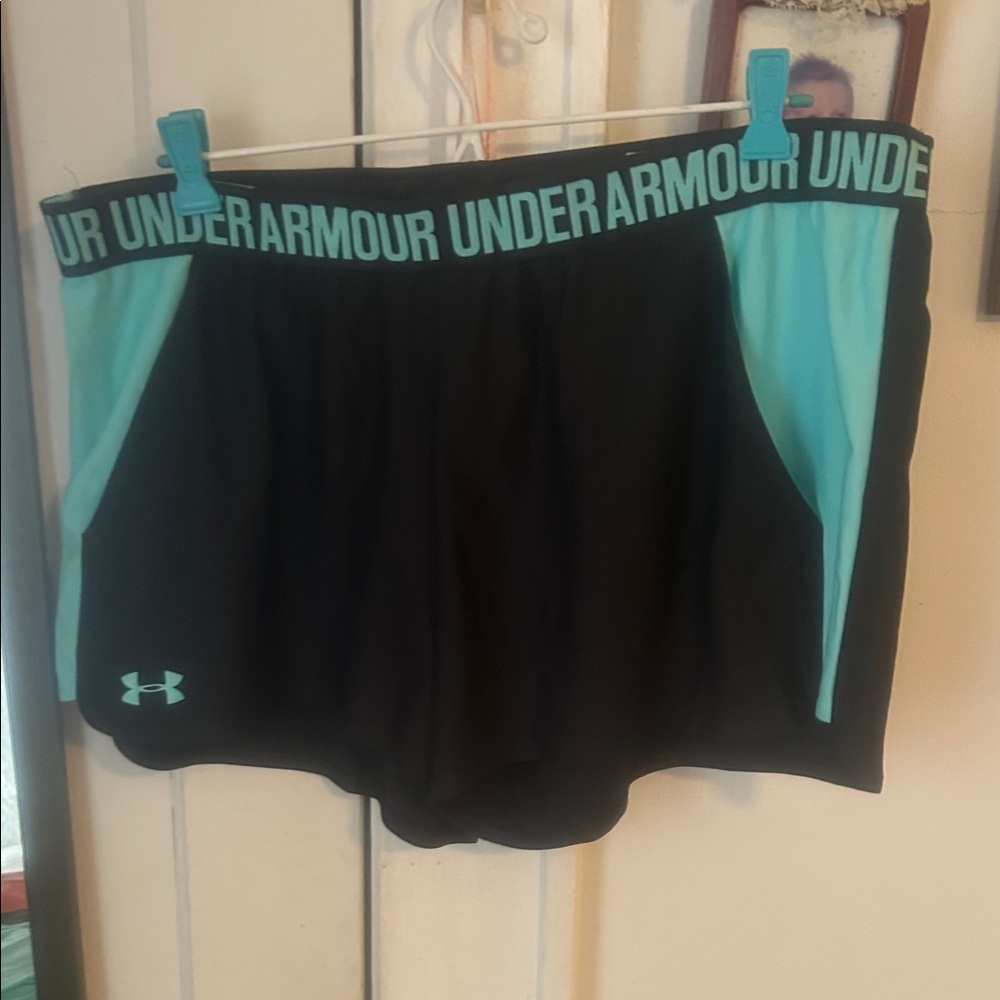 Under Armour Black and Aqua Athletic Shorts